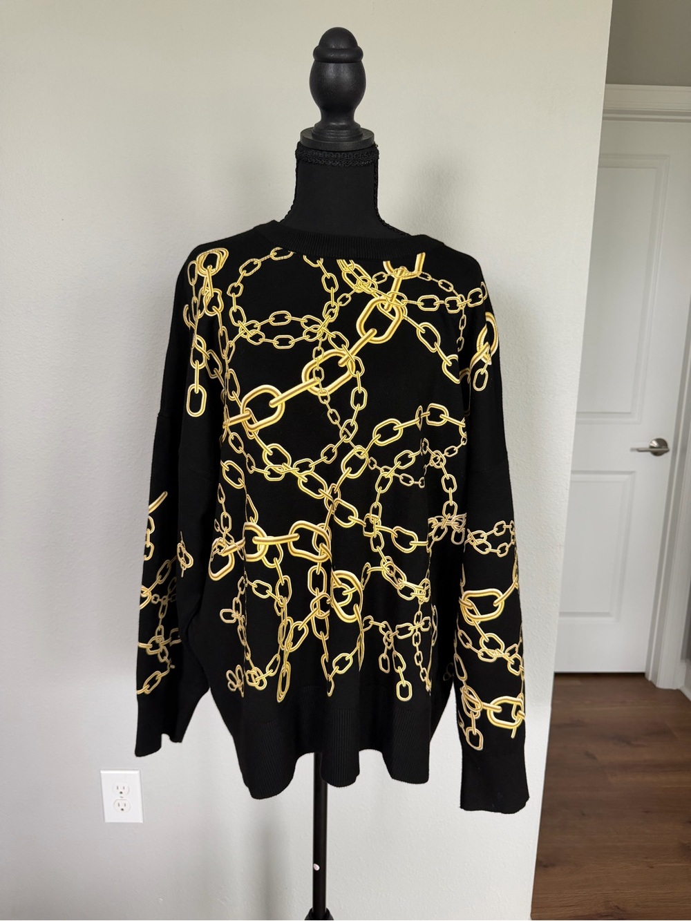 Zara Black Sweater with Gold Chain Print